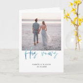 Minimalistisch Ocean Blue Kaart Zes Vow (Gele Bloem)