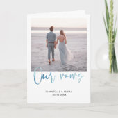 Minimalistisch Ocean Blue Our Vows-Kaart Kaart (Voorkant)