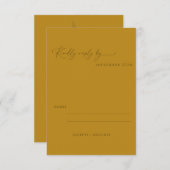 Minimalistisch Ochre Yellow Boho Script Weddenscha RSVP Kaartje (Voorkant / Achterkant)
