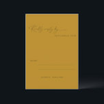 Minimalistisch Ochre Yellow Boho Script Weddenscha RSVP Kaartje<br><div class="desc">Minimalistische Ochre Yellow Boho Script Wedding RSVP Kaart</div>