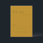Minimalistisch Ochre Yellow Boho Script Weddenscha RSVP Kaartje<br><div class="desc">Minimalistische Ochre Yellow Boho Script Wedding RSVP Kaart</div>
