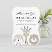 Minimalistisch Oerwoud Animals Verjaardagsuitnodig Kaart (Staand voorkant)