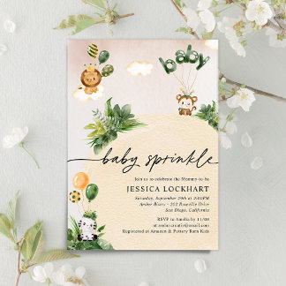 Minimalistisch Oerwoud Safari Girl Baby Sprinkle Kaart