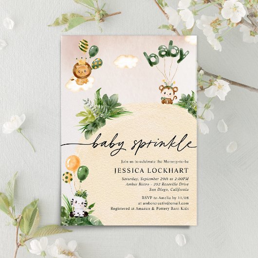 Minimalistisch Oerwoud Safari Girl Baby Sprinkle Kaart