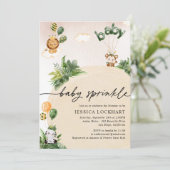 Minimalistisch Oerwoud Safari Girl Baby Sprinkle Kaart (Staand voorkant)