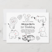 Minimalistisch Oerwoud Safari Kaart (Voorkant)