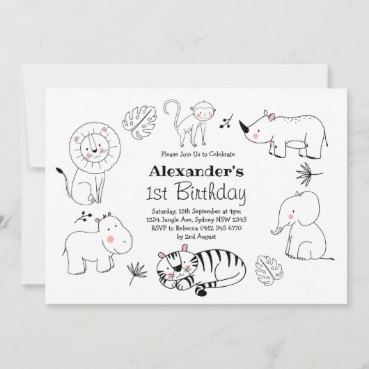 Minimalistisch Oerwoud Safari Kaart (Voorkant)