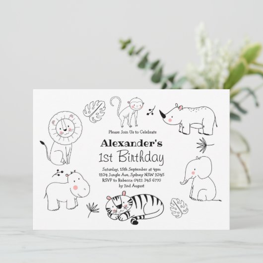 Minimalistisch Oerwoud Safari Kaart (Staand voorkant)