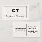 Minimalistisch Off-White en Black Modern Professio Visitekaartje (Voorkant / Achterkant)