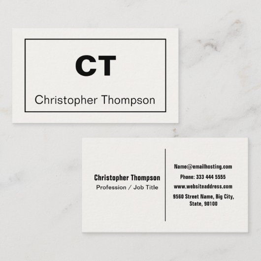 Minimalistisch Off-White en Black Modern Professio Visitekaartje (Voorkant / Achterkant)