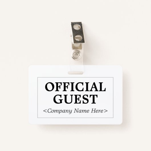 Minimalistisch "OFFICIAL GUEST"-logo Badge (Voorkant met clip)