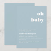 Minimalistisch Oh Baby Pastel Blue Baby shower Kaart (Voorkant / Achterkant)
