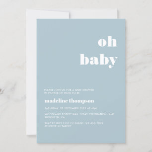 Minimalistisch Oh Baby Pastel Blue Baby shower Kaart