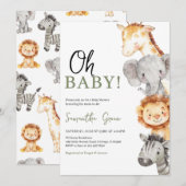 Minimalistisch OH Baby Safari Baby shower Kaart (Voorkant / Achterkant)