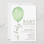 Minimalistisch Oh Baby Sage Groen Ballon Baby show Kaart (Voorkant)