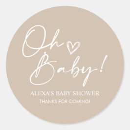 Minimalistisch Oh Baby shower Beige voor Stickers