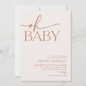 Minimalistisch Oh Baby shower Genderneutraal beige Kaart (Voorkant)