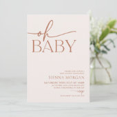 Minimalistisch Oh Baby shower Genderneutraal beige Kaart (Staand voorkant)
