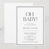 Minimalistisch Oh Baby Zwart & Wit Baby shower Kaart (Voorkant / Achterkant)