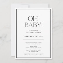 Minimalistisch Oh Baby Zwart & Wit Baby shower