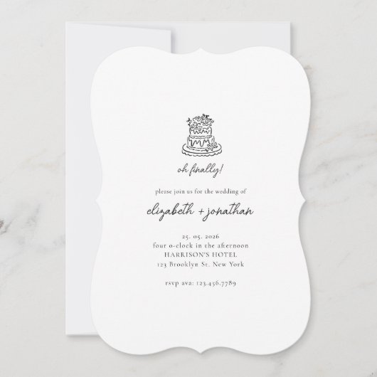 Minimalistisch Oh Eindelijk Script Trouwen Kaart (Voorkant)