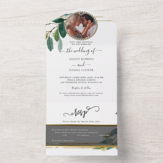 Minimalistisch olievlek all in one uitnodiging (Binnen)