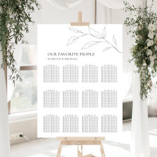 Minimalistisch Olijfblad Bruiloft 12 Tafel Zitplaa Poster