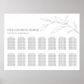 Minimalistisch Olijfblad Bruiloft 14 Tafel Zitplaa Poster (Voorkant)