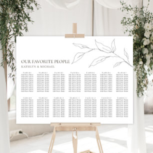 Minimalistisch Olijfblad Bruiloft 14 Tafel Zitplaa Poster