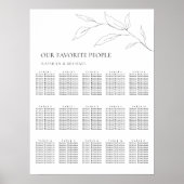 Minimalistisch Olijfblad Bruiloft 15 Tafel Zitplaa Poster (Voorkant)