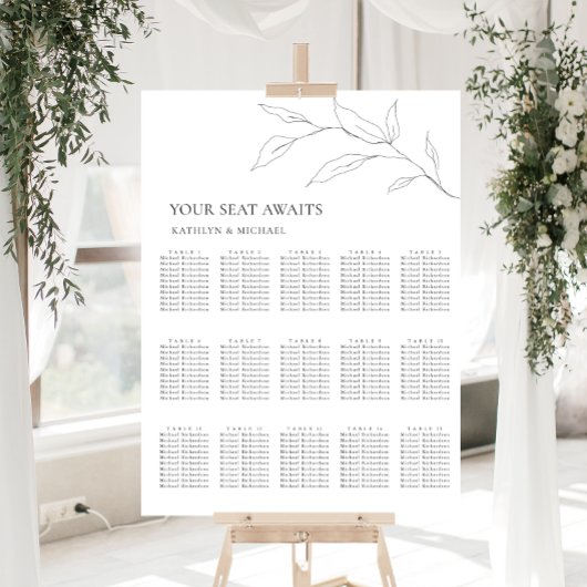 Minimalistisch Olijfblad Bruiloft 15 Tafel Zitplaa Poster