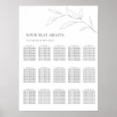 Minimalistisch Olijfblad Bruiloft 15 Tafel Zitplaa Poster (Voorkant)