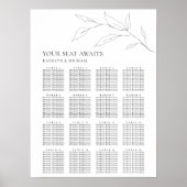 Minimalistisch Olijfblad Bruiloft 16 Tafel Zitplaa Poster (Voorkant)