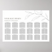 Minimalistisch Olijfblad Bruiloft 18 Tafel Zitplaa Poster (Voorkant)