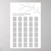 Minimalistisch Olijfblad Bruiloft 30 Tafel Zitplaa Poster (Voorkant)