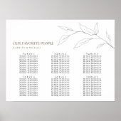 Minimalistisch Olijfblad Bruiloft 6 Tafel Zitplaat Poster (Voorkant)