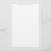 Minimalistisch Olijfgroen Monogram Twee Grens Briefpapier (Voorkant)