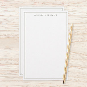 Minimalistisch Olijfgroen Monogram Twee Grens Briefpapier
