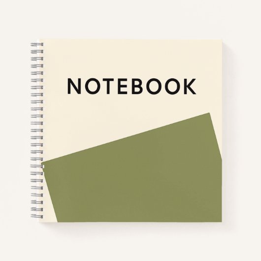 Minimalistisch Olijfgroen Notitieboek (Voorkant)