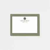 Minimalistisch olive Classic Monogram Post-it® Notes (Voorkant)