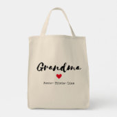Minimalistisch Oma Script Custom Grandkids Namen Tote Bag (Achterkant)
