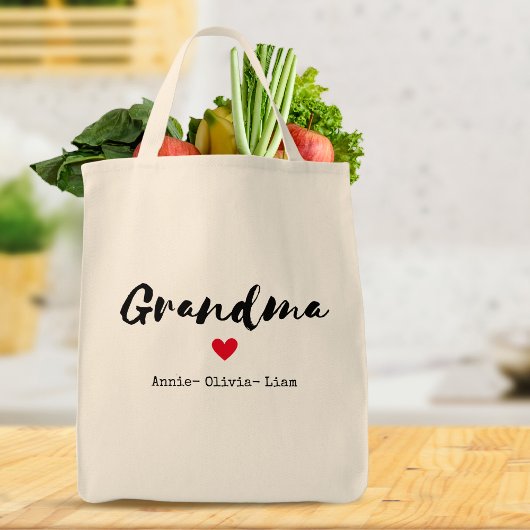 Minimalistisch Oma Script Custom Grandkids Namen Tote Bag
