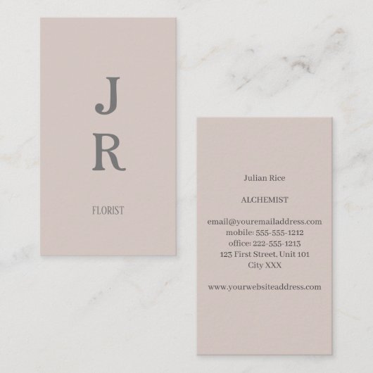 Minimalistisch onbeschoft en grijs visitekaartje (Voorkant / Achterkant)