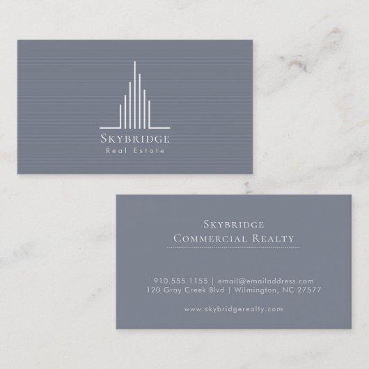 Minimalistisch onroerend goed Logo (Roman Silver)  Visitekaartje (Voorkant / Achterkant)