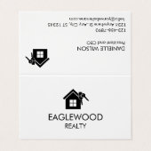 Minimalistisch onroerend goed zwart wit gevouwen visitekaartje (Buitenkant ongevouwen)