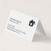 Minimalistisch onroerend goed zwart wit gevouwen visitekaartje (Achterkant)