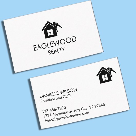 Minimalistisch onroerend goed zwart wit visitekaartje