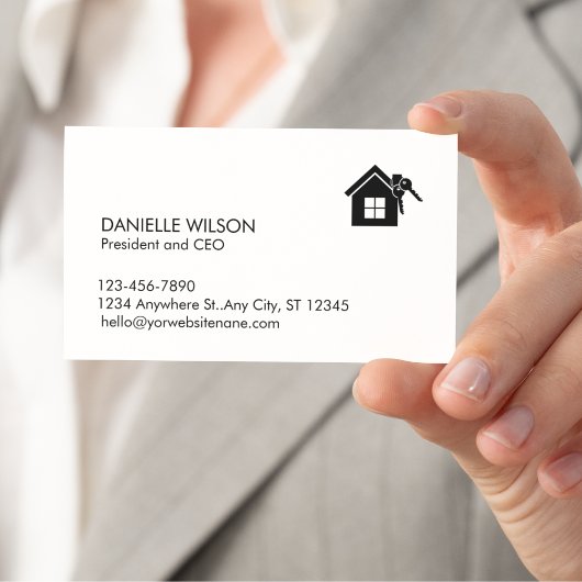 Minimalistisch onroerend goed zwart wit visitekaartje