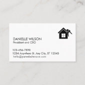 Minimalistisch onroerend goed zwart wit visitekaartje (Achterkant)