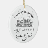 Minimalistisch Ons eerste appartement Zwart-wit Keramisch Ornament (Rechts)